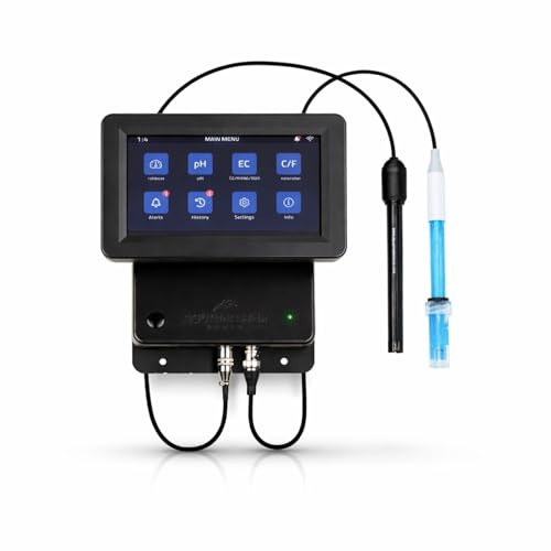 Weedness Aquamaster C800 Pro Inline Controller - EC & pH-Messgerät Garten Pflanzen Wert Pooltester Teststreifen für Pool pH-Meter Messen Wassertester Digital Aquarium