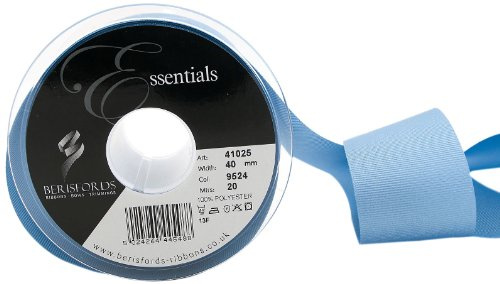 Berisfords 41025 20 m x 40 mm Polyester Grosgrain Ribbon, Cornflower