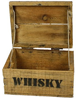 haus-garten-versand.de Used-Look Whisky Holzkiste, mini (21x27x14,5cm), Vintage, Weinkiste, Obstkiste mit Deckel und Aufdruck, Shabby Look