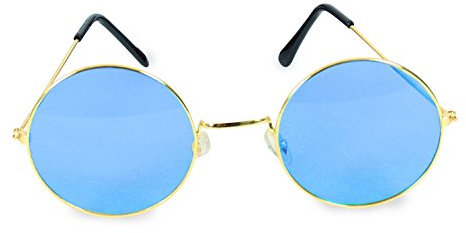 Partychic Brille Hippie 4, runde Gläser, 80er, Karneval *NEU bei Pibivbi (blau)