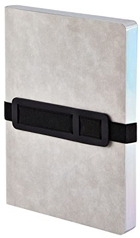 Nuuna Notizbuch A5+ | Voyager L - Grau | Dotted | 3,5mm unktraster | 256 nummerierte Seiten | 120g Premium-Papier | veganes Einbandmaterial |mit Stift- und Smartphonehalterung | made in Germany