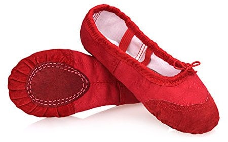 DoGeek Ballet Shoes Women Ballet Pumps Dance Shoe Gymnastics Split Soft Canvas Flat for Children,Ladies,Adults, Girls Sizes Red