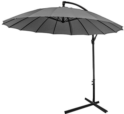 Proloisirs Parasol déporté Pagode - Diamètre 300 cm - Aluminium - Toile grise