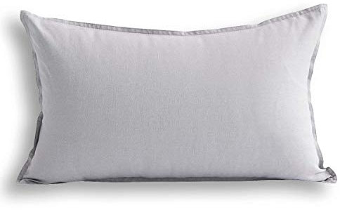 jeanerlor Baumwolle Leinen Quadratisch dekorativer Überwurf-Kissenbezug mit Twin Nadeln Stitch auf Edge, Sofa, Stuhl, Couch, Wohnzimmer, Bench, Kind, Kinder. 12＂x20＂ silbergrau