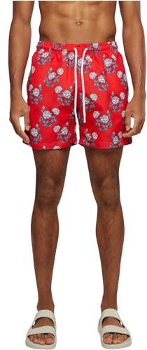 Urban Classics Pantaloncini da Nuoto con Motivo Costume da Bagno, Firered/Rose, M Uomo