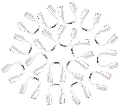 HEALLILY Draht Wächter Kabel Fingerhüte Draht Thread Protector Terminatoren u geformte Kappe Endspitze für Schmuck Machen 200pcs (Silber)