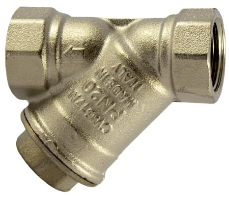 RIEGLER 141013-60-5 N-0,05 Schmutzfänger, Messing vernickelt, G 1, DN 25, MW 0,05 mm, 1Stk