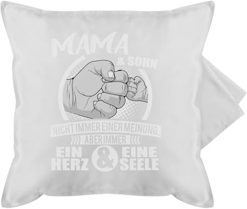 Kissenbezug - Mama & Sohn Immer ein Herz & eine Seele - 50 x 50 cm - Grau - geschenk an geschenke für mamas mutter herzen kuschelkissen kissen mom und kissenhülle sachen die tag mutti meinen gurli