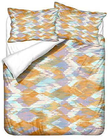 Hiser Bettwäsche-Set 3 Teilig - Tie-Bye Bedrucktes Bettwäsche Set - Mikrofaser Bettbezug und Kissenbezug - Erwachsene Kinder Bettwäsche-Set (braun,180x220cm)
