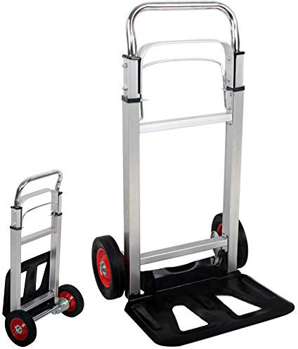 SUSHOP Carrello Portapacchi, Scalabile Carrello Pieghevole Portatile, Carrello Pieghevole in Alluminio,Carrello Portacasse con Ruote di Gomma,Carico Massimo 100KG