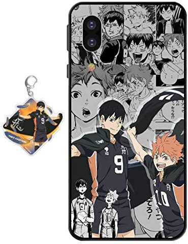 Staremeplz Hülle für Samsung Galaxy A40 Anime Handyhülle [Mit Schlüsselbund] Cartoons Volleyball Junior Silikon Sanft Bumper Case Hülle für Samsung Galaxy A40