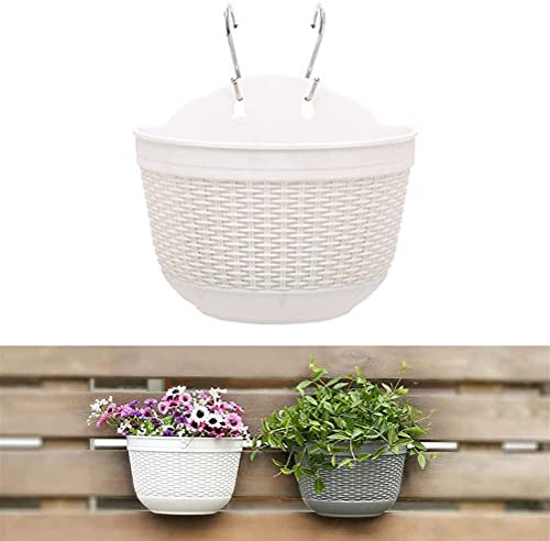 Hidyliu 1 Stück Blumentöpfe Aufhängen Wand Blumenhalter Hängende Blumentopf Halter Dekorativer Pflanztopf Rattan-Korb, Harzmaterial, Balkon, Garten, Zaun, Wand(Weiß, 32 x