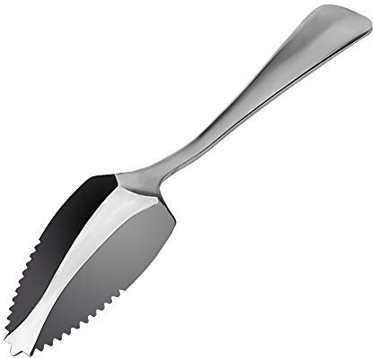 FYMTS Langer Griff Geschirr Besteck, 15,5 cm Edelstahl Obst Grapefruit Löffel Dessert Tee Kaffeelöffel Wellenschliff