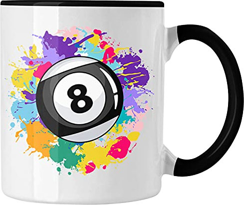 Trendation - Billard Tasse Geschenk Billardspieler Geschenkidee Kaffeetasse Pool (Schwarz)
