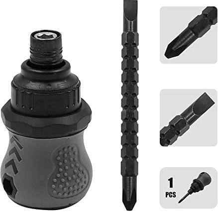 Ratchet Screwdriver,Dual-Purpose Bolt Driver,Telescopic Phillips/Cross Bit and Slotted/Flat Bit,Stubby Repair Tool,Multipurpose Installation Gadget,Detachable/Adjustable/Reversible/Switchable/Portable