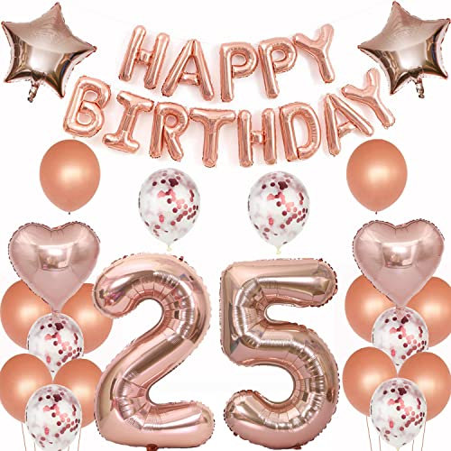 luftballons 25 jahre geburtstag deko rosegold frau,Geburtstagsdeko 25 Jahre frauen Dekoration rosegold folienballon 25. Geburtstag Deko frau happy birthday 25 jahre geburtstag ballon frauen(25)