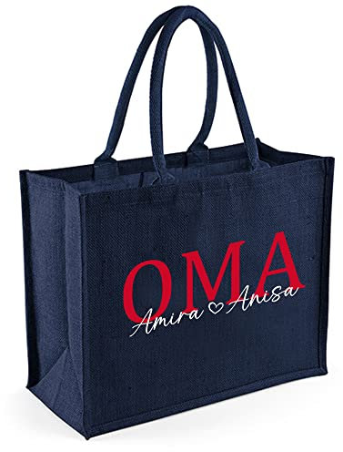 mamir home Jutetasche personalisiert MOM Name Kinder, Shopper groß, Einkaufstasche Geschenk