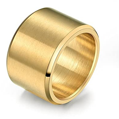 Stfery Freundschaftsringe Titan Carbon, Gold Ring Gr 54 Matt Gebürstet Modeschmuck Jahrestagsgeschenk für Ihn