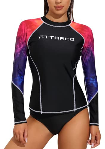 ATTRACO Womens Long Sleeve Rash Vest UV Sun Protection Swim Tops Surf Shirts