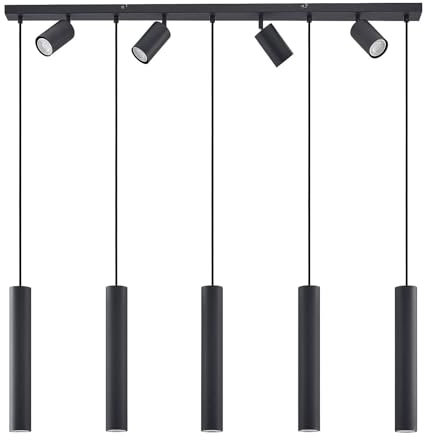 Lindby Pendelleuchte 'Sanad' (Modern) in Schwarz aus Metall u.a. für Wohnzimmer & Esszimmer (9 flammig, GU10) - Deckenlampe, Esstischlampe, Hängelampe, Hängeleuchte, Wohnzimmerlampe