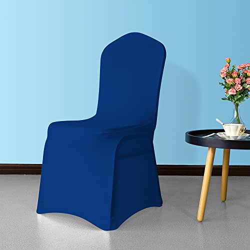 WedDecor Royal Blue Protective Chair Cover Stretchable Spandex Front Flat Slipcovers for Weddings Decoration, Hotel, Conferences, Events, Restaurant, Birthday & Christmas Parties, 150pcs