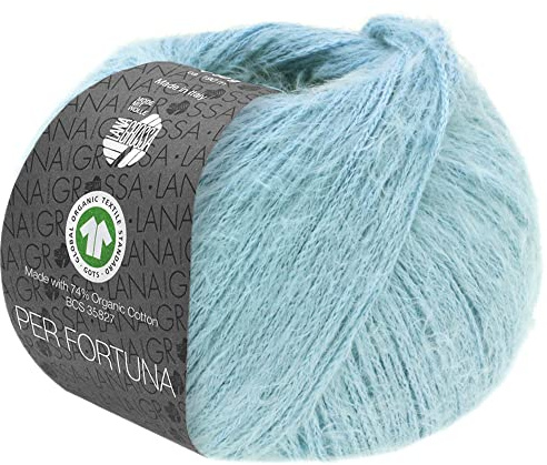 LANA GROSSA Per Fortuna GOTS | Leichtes Sommerflauschgarn mit Baumwolle | Handstrickgarn aus 74% Baumwolle (Bio) & 26% Polyamid | 50g Wolle zum Stricken & Häkeln | 190m Garn FB 41
