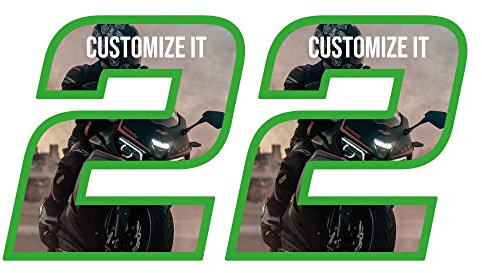 labelbike - Coppia di Adesivi Numeri Moto Personalizzati - altezza numero 8 cm numero Custom '2'