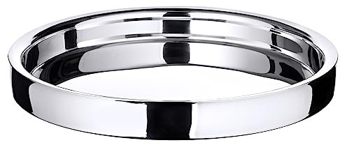 EDZARD Vassoio rotondo Alaska (diametro 40 cm) in acciaio inox lucidato a specchio, vassoio decorativo