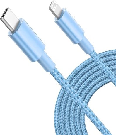 MOBISTAR USB C to iPhone Cable 2M - iPhone Fast Charger Cable 3A PD Fast iPhone to Type C Charging Cable Braided for iPhone 14 13 12 11 Pro Max X XR XS 8 Plus iPad AirPods (Sky Blue, 2M)
