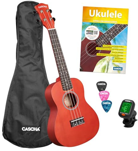 Concert Ukulele Linden Red Set (incl. Bag, 3 Picks, Book, Tuner)