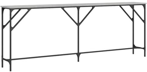 vidaXL Konsolentisch, Beistelltisch mit Metallrahmen, Couchtisch Sofatisch mit verstellbaren Beinen, Wohnzimmertisch Tisch Flurtisch, Grau Sonoma Holzwerkstoff