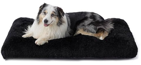 BEDSURE Flauschiges Hundebett Grosse Hunde - 104x74x8 cm Hundebett waschbar für große Hunde, rutschfeste Unterseite, plüsch Hundekissen Grosse Hunde, Schwarz