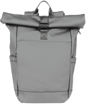 Cas8 Rucksack TRIBECA, funktioneller Daypack für Damen und Herren, Laptoprucksack mit Rolltop, wasserabweisend, Rucksack 14 Zoll für Uni Business, Freizeit & Arbeit, grau