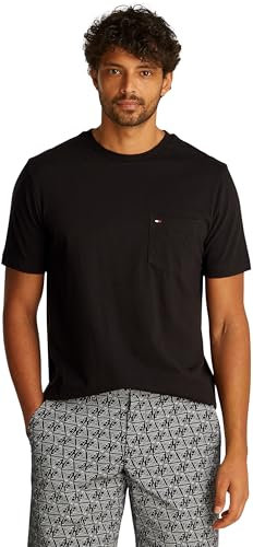 Tommy Hilfiger Herren T-Shirt Kurzarm Essential mit Brusttasche, Schwarz (Black), XXL