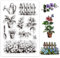 GLOBLELAND Blumentopf Clear Stempels Schaufel Gießkanne Holzzaun Blumen Silikon Clear Stempel Siegel Blumenbusch Pflanzen Gartenarbeit Transparente Stempel Für DIY Kartenherstellung