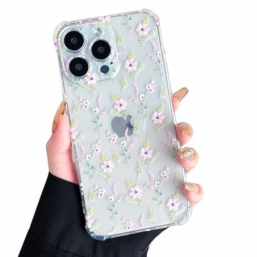 ZTOFERA Case for iPhone 16 Pro Max, Transparent Clear Soft TPU Case with Flower Pattern, Ultra Slim Anti-scratch Silicone Gel Protective Bumper Cover for iPhone 16 Pro Max (6.9) - Pink Flower