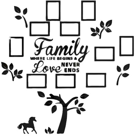Uposao Wandaufkleber Baum Wandtattoo Wandaufkleber DIY Wandsticker Wall Stickers Familie Bilderrahmen Foto Sticker für Hause Wohnzimmer Schlafzimmer