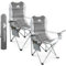 Voyager Folding Camping Chairs 2 Pack with Cooler Bag, Lightweight Q195 Steel Frame, 600D Oxford Fabric, Portable & Comfortable - Black (Grey, Padded)