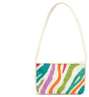 MISAKO Salguer Schultertasche mit Perlen ED. Damen - Salguer Blau 13 X 21 X 4 cm