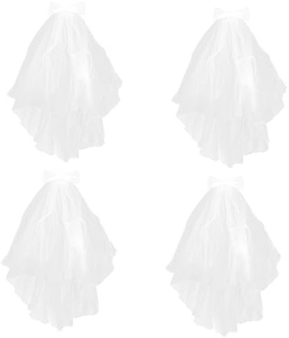VALICLUD 4stücke Brautschleier Mit Schleifen-design Zweilagig Eleganter Haarschmuck Für Hochzeiten Perfektes Accessoire Für Braut Passend Zu Verschiedenen Brautkleidern Und Frisuren