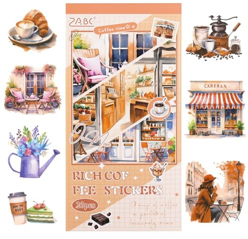 Vorgeschnittene PET Ästhetische Journaling Sticker Bücher für Erwachsene, 20 Blätter Scrapbook Sticker Buch, Junk Journal Supplies Aufkleber für Planer DIY Handwerk Projekt Bullet Journale