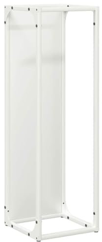 vidaXL Brennholzregal Weiß 25x25x80 cm Kaltgewalzter Stahl, Kaminholzregal, Kaminholzständer, Holzlager, Feuerholzregal, Kaminholzlager