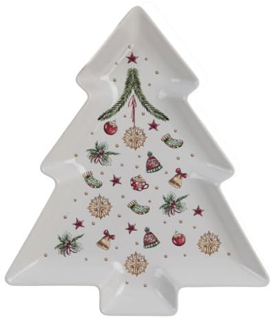 Vassoio albero natale 31x27 cm, ceramica, Blanc Mariclò