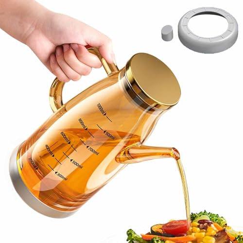 YUNFAN Oil Dispenser Bottle with Drip Free Spout,2025 New Upgrade Glass Cooking Oil Dispenser Bottle,Oil and Vinegar Dispenser Set,for Cooking Kitchen Gadgets (600ml)