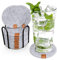 Miqio® Design Filz Glasuntersetzer rund | 12-er Set + Halter | Nachhaltige Oekotex Untersetzer für Getränke, Kerzen, Tassen, Bar, Gläser | Tisch Deko | hellgrau