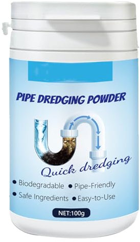 Polvere Detergente per Tubi,Polvere per la Pulizia dei Tubi della Cucina,Detergente per Tubi in Schiuma per WC Lavandini e Vasche,Deodorante per Scarico Lavandino,100g