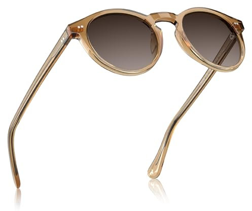 CARFIA Mens Sunglasses Retro Polarised Eyewear UV400 Protection Round Frame in Acetate CA5289