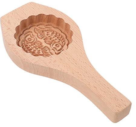 Zerodeko Küchenbackform aus Holz für Mondkuchen Handgefertigte Keksstempel Dekorative Backform für Desserts Kekse und Fondant Langlebiges Rostfreies Material