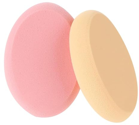 Guozihao 2 Pack Oval Puff Beauty Egg Foundation Sponge Professional Makeup Sponge for Eye Foundation Rouge Application Forehead Cheeks, Dry and Wet (Skin Tone and Pink)