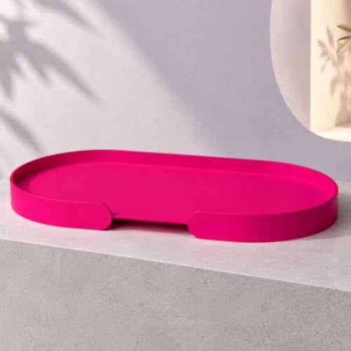 Siqual Design Metall Tablett mit Reling, minimalistisches & stilvolles Design, wetterfest & robust für Küche, Bad & Wohnbereich, Made in EU – Tablett Butler (Pinkmagenta)